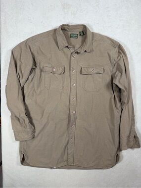 L.L. Bean XLT Made in USA Chamois Cloth Men's Button-Down Shirt in Taupe Brown